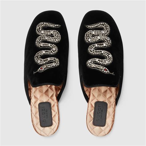 gucci emerald evening slipper with snake